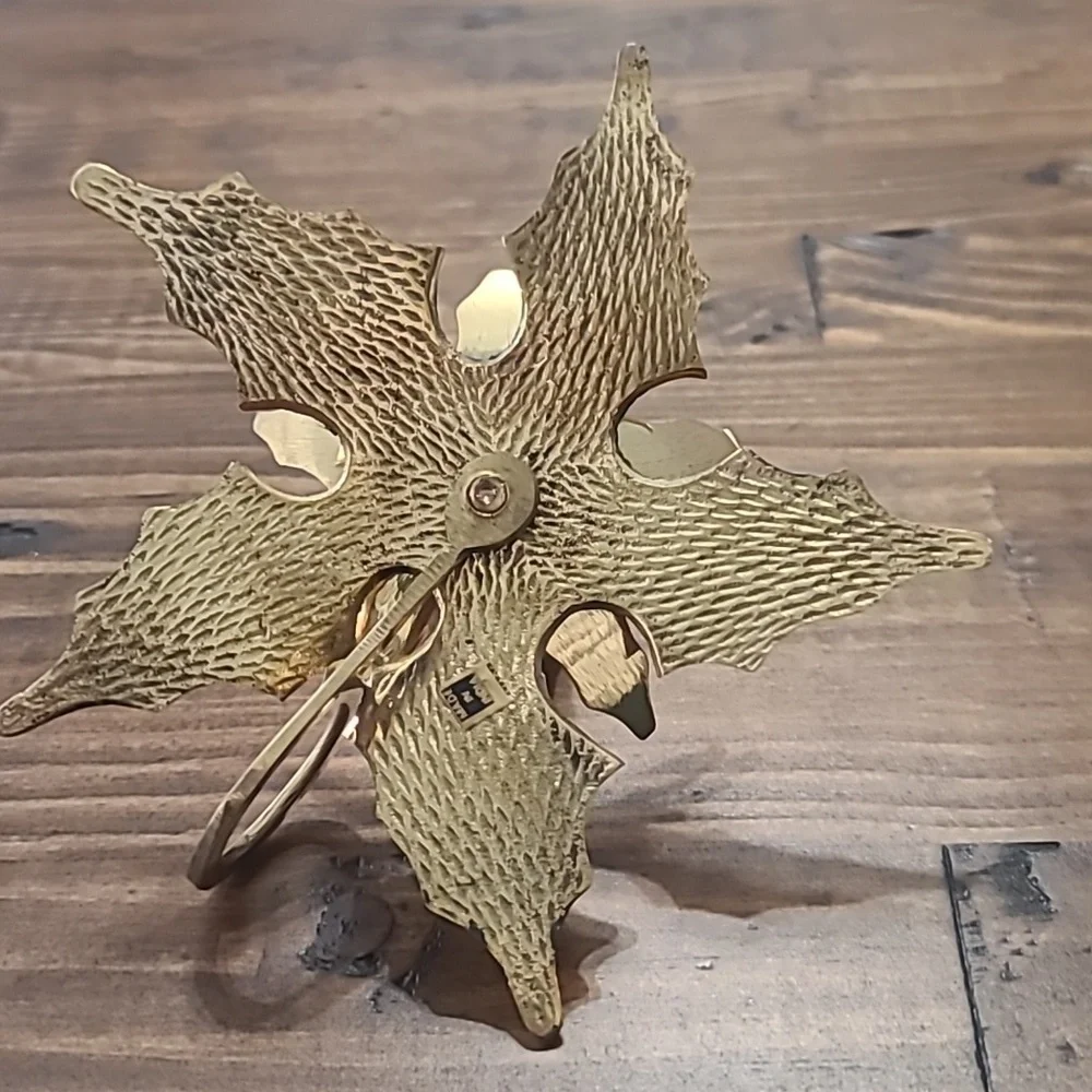 Vintage Solid Brass Leaf Candle Holder